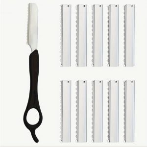 Thinning Razor Comb Set - 11-Piece Texturizing and Styling Kit with Stainless Steel Replacement Blades