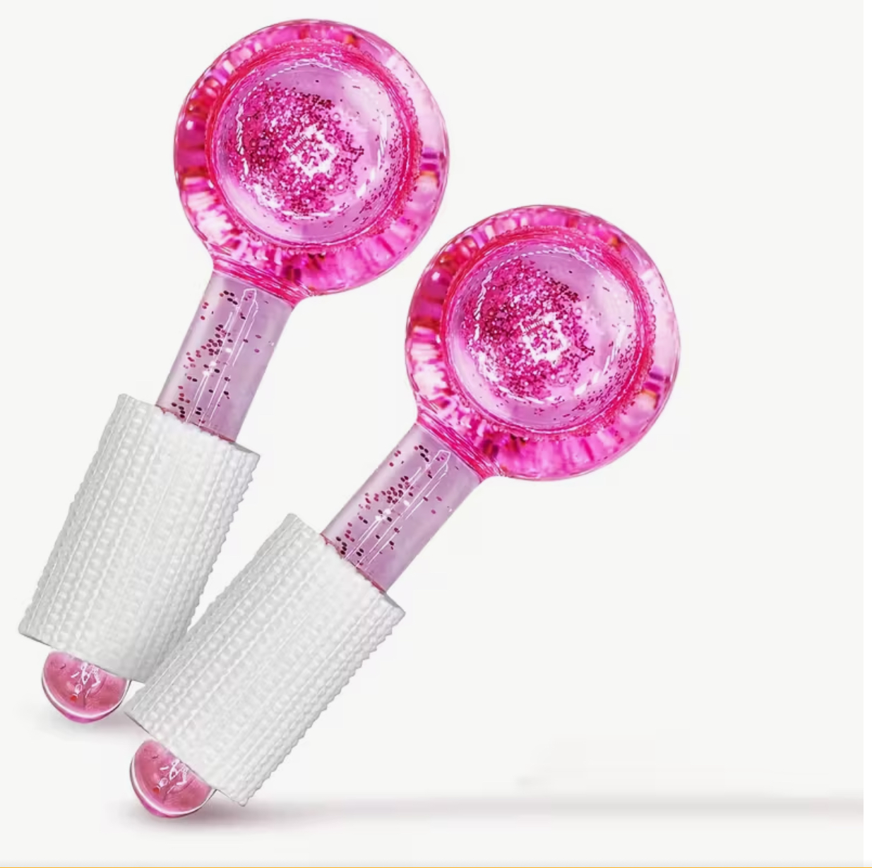 2pcs Pink Anti-Freezing Glass Facial Massage Balls